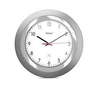 Mebus Horloge Murale radiocommandée/modèle Classique/Cadre argenté/Cadran Blanc / 24cm de diamètre/Rond/Horloge radiocommandée (DCF77) / Modèle : 19452 / Couleur : argenté, Blanc