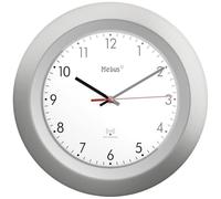 Mebus Horloge Murale radiocommandée/modèle Classique/Cadre argenté/Cadran Blanc / 29cm de diamètre/Rond/Horloge radiocommandée (DCF77) / Modèle : 19448 / Couleur : argenté, Blanc
