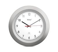 Mebus Horloge Murale radiocommandée/modèle Classique/Cadre argenté/Cadran Blanc / 29cm de diamètre/Rond/Horloge radiocommandée (DCF77) / Modèle : 19448 / Couleur : argenté, Blanc