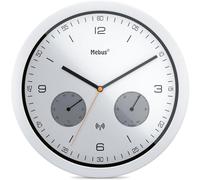 Mebus Horloge Radio-pilotée Thermomètre Hygromètre Diam 26cm Blanc