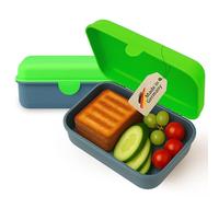 MEBY Lot de 2 boîtes à déjeuner pour enfants et adultes, sans BPA, passent au lave-vaisselle et au micro-ondes, robustes avec couvercle interchangeable, vert fluo et gris