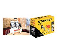 Mecafer 425513 Compresseur Silencieux 59 dB 6L/0,75HP/8 bar & Stanley 9045717STN Accessoires pour compresseur d’air