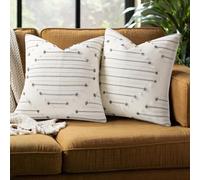 Mecatny Lot de 2 Housses de Coussin décoratives de Style Rustique bohème pour canapé, Sofa, Salon, 45 x 45 cm, Beige et Gris