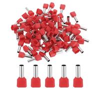 MECCANIXITY Lot de 100 embouts à double fil AWG 10/6 mm² isolés en cuivre, kit de connecteur à sertir à double barillet pour fil toronné, audio de voiture, électronique (rouge, TE6014)