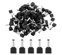 MECCANIXITY Lot de 100 embouts à double fil AWG 12/4 mm² isolés en cuivre, kit de connecteur à sertir à double barillet pour fil toronné, audio de voiture, électronique (noir, TE4012)