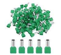 MECCANIXITY Lot de 100 embouts à double fil AWG 8/10 mm² isolés en cuivre, kit de connecteur à sertir à double barillet pour fil toronné, audio de voiture, électronique (vert, TE10-14)