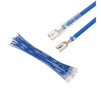 MECCANIXITY Lot de 20 cosses à sertir femelles avec manchon isolant de 3,8 mm, kit d'assortiment de connecteurs rapides femelles avec fils de 20 cm, coque ignifuge, bleu