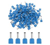 MECCANIXITY Lot de 200 embouts à double fil AWG 14/2,5 mm² - Bornes d'extrémité en cuivre isolées - Kit de connecteur à sertir à double barillet pour fil toronné, audio de voiture, électronique (bleu