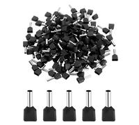 MECCANIXITY Lot de 200 embouts à double fil AWG 14/2,5 mm² isolés en cuivre, kit de connecteur à sertir à double barillet pour fil toronné, audio de voiture, électronique (noir, TE2510)