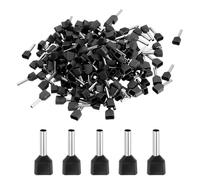 MECCANIXITY Lot de 200 embouts à double fil AWG 16/1,5 mm² isolés en cuivre, kit de connecteur à sertir à double barillet pour fil toronné, audio de voiture, électronique (noir, TE1510)