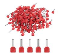 MECCANIXITY Lot de 200 embouts à double fil AWG 16/1,5 mm² isolés en cuivre, kit de connecteur à sertir à double barillet pour fil toronné, audio de voiture, électronique (rouge, TE1510)