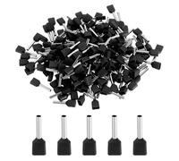 MECCANIXITY Lot de 200 embouts à double fil AWG 19/0,75 mm² isolés en cuivre, kit de connecteur à sertir à double barillet pour fil toronné, audio de voiture, électronique (noir, TE7510)