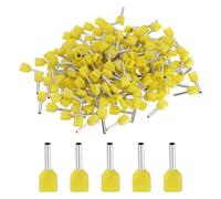 MECCANIXITY Lot de 200 embouts à double fil AWG 20/0,5 mm² isolés en cuivre, kit de connecteur à sertir à double barillet pour fil toronné, audio de voiture, électronique (jaune, TE0508)