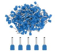 MECCANIXITY Lot de 200 viroles à double fil AWG 19/0,75 mm² isolées en cuivre, kit de connecteur à sertir à double barillet pour fil toronné, audio de voiture, électronique (bleu, TE7510)