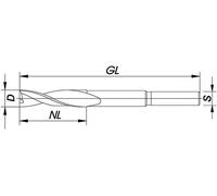 Mèche à bois, hélicoïdale, à droite, diamètre de 14 mm, longueur totale de 160 mm, diamètre de l'emmanchement de 13 mm