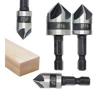 Mèche à fraiser et à chanfreiner - 3 pièces en acier au carbone de précision à 90 degrés - Outil de chanfrein pour menuisier, construction de meubles et artisanat du bois