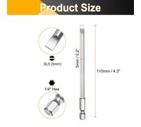 Mèche à rainure SL5, 5 mm, extrémité droite, tige hexagonale de 1/4 de pouce, longueur 110 mm