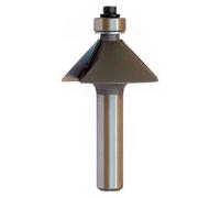 Mèche Affleureuse à Chanfreiner HM D. 31,4 x Lt. 60 x Lu. 10 x Q. 6 mm x 45° x Z3 + Guide a Billes - Pour le Bois - Diamwood