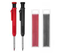 MECHEER Crayon de Charpentier avec 12 Porte Mine, pour trous profonds 45mm, avec taille-crayon intégré