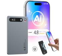 MECHEN KI Dictaphone Numérique 64 Go avec Technologie IA pour Transcription et Résumé, Contrôle par Application, Cloud illimité, Prend en Charge 81 Langues (Gris)