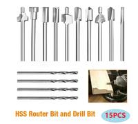 Mèches HSS pour toupie et outil rotatif - 15 pièces