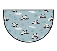 Meclich Tapis d'entrée demi-cercle pour entrée Panda mignon | Paillasson d'intérieur avec envers antidérapant et lavable - Absorbant l'eau - Pour cuisine et salle de bain - 91,4 x 61 cm