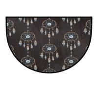 Meclich Tapis d'entrée en demi-cercle pour entrée, attrape-rêves marron | Paillasson d'intérieur avec envers antidérapant et lavable - Absorbant l'eau - Pour cuisine et salle de bain - 91,4 x 61 cm