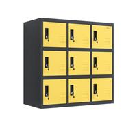 MECOLOR Armoire à casier 9 portes en métal avec clés - Unité de rangement sécurisée pour bureau, salle de sport, école, garage et maison