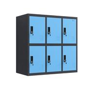 MECOLOR Armoire de rangement en métal à 6 portes avec 6 casiers à clés individuels, unité en acier sécurisé pour bureau, salle de classe, salle de sport, garage, salon à domicile et sous-sol