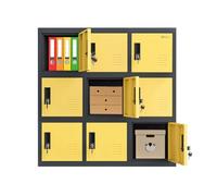 MECOLOR Armoire de rangement en métal avec clés - Unité en acier pour bureau, salle de classe, salle de sport, garage, salon à domicile et sous-sol (jaune, 9D)