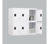 MECOLOR Armoire de Rangement en métal avec loquet, casier pour Le Personnel, classeur de Bureau à Domicile, Petit casier de 6 Portes dans Le Salon (Blanc)