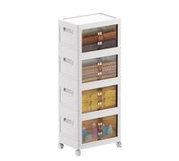 MECOLOR Armoire de rangement sans installation, armoire en plastique multicouche pour salon, armoire pliante pour collations et jouets de 64,8 litres... (lot de 4) MECOLOR