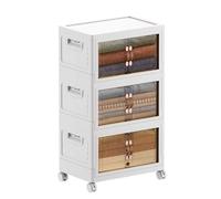 MECOLOR Armoire de rangement sans installation, armoire en plastique multicouche pour salon domestique, armoire pliante pour jouets et collations de 64,8 litres (lot de 3)