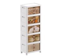 MECOLOR Armoires de rangement en plastique avec roulettes, 5 x 63 L, bacs empilables avec couvercles, boîte pliable avec portes, organiseur pliable pour dortoir