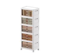 MECOLOR Bacs de rangement empilables avec couvercles, 5 x 34 L, boîtes de rangement pliables avec roulettes, organiseurs de placard et porte magnétique pour salon, salle de bain, bureau (5 x 34 L)