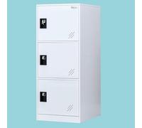 MECOLOR Petit casier Vertical avec Cadenas, Petit casier pour la Maison, casier de Gym, Armoire de Rangement pour Bureau, casier de Rangement à 2 ou 3 Niveaux (Blanc Complet, P3V)