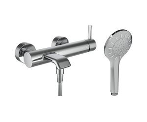 Meda mitigeur de bain mural avec flexible et douchette chromé - LAUFEN HF506660100600