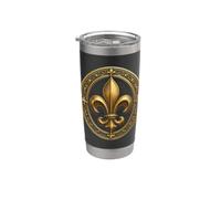 Médaillon orné de fleurs de lys avec filigrane vintage classique Gobelet isotherme en acier inoxydable double paroi