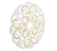 Médaillon Rond pour Plafonnier en Plastique Ps, Décoration Plafond | Style Européen Ajouré, Aspect Faux Plâtre Sculpté, Pose DIY Légère, pour Ventilateur, Lustre ou Rénovation Intérieure
