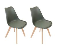 MEDALINE - Lot de 2 Chaises Scandinaves Kaki