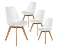 MEDALINE - Lot de 4 Chaises Scandinaves Blanches