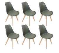 MEDALINE - Lot de 6 Chaises Scandinaves Kaki
