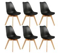 MEDALINE - Lot de 6 Chaises Scandinaves Noires