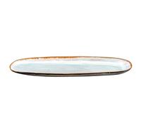 Médard de Noblat Shadow 2 grands plats ovales 35,5 x 14 cm, grès, aqua