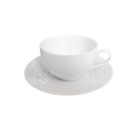 MÉDARD DE NOBLAT - Tasse et soucoupe café - D8.2 et soucoupe D13.2 cm cm et 11 cl - Onde - Porcelaine - Lot de 6 - Blanc