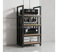 Média Cabinet, Support AV avec Étagères Ajustables Roues pour Salon | Support Stéréo Métallique, Étagères Ajustables, Rangement Média Domicile, pour Salon, Bureau, Studio d’Enregistrement