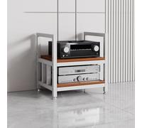 Média Cabinet, Support AV avec Étagères Ajustables Roues pour Salon | Support Stéréo Métallique, Étagères Ajustables, Rangement Média Domicile, pour Salon, Bureau, Studio d’Enregistrement