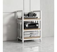 Média Cabinet, Support AV avec Étagères Ajustables Roues pour Salon | Support Stéréo Métallique, Étagères Ajustables, Rangement Média Domicile, pour Salon, Bureau, Studio d’Enregistrement