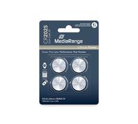 Mediarange Piles bouton lithium CR2025 - Pack de 4