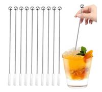 Médiators en acier inoxydable - Médiator à cocktail doré | Réutilisable : 10 fouets à cocktails en acier inoxydable, agitateur à café, mélangeur à barre, agitateur à thé avec